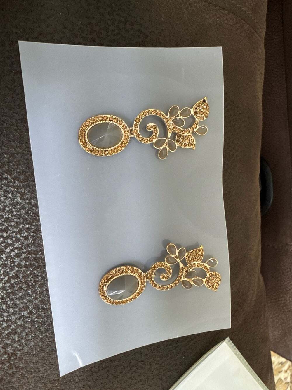 Pair of Beaded Rhinestone Floral Appliques for Dress DIY